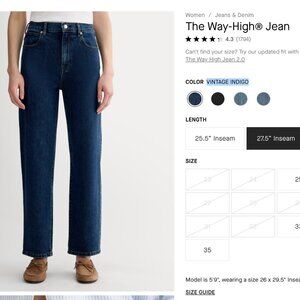 Everlane Way High Jean Vintage Indigo - size 28